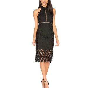 Bardot | Gemma Black Halter Floral Lace Elegant Cocktail Party Dress Size 4